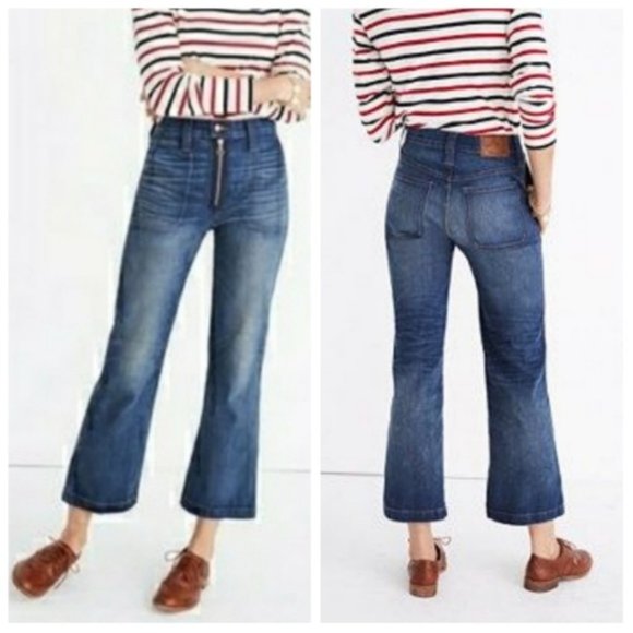 Madewell Denim - MADEWELL RIVET & THREAD EXTRA HIGH KICK OUT JEANS EXPOSED HEM EDITION SIZE 28